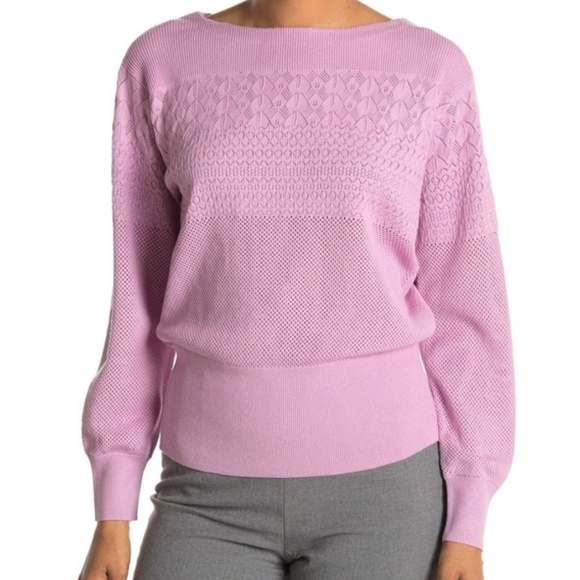 Club Monaco Boatneck Mixed Stitch Mauve Sweater - Picture 1 of 5